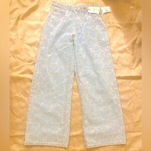 Forever 21|High Rise Wide Leg Light Blue Water Theme Jeans|Size:28 NWT